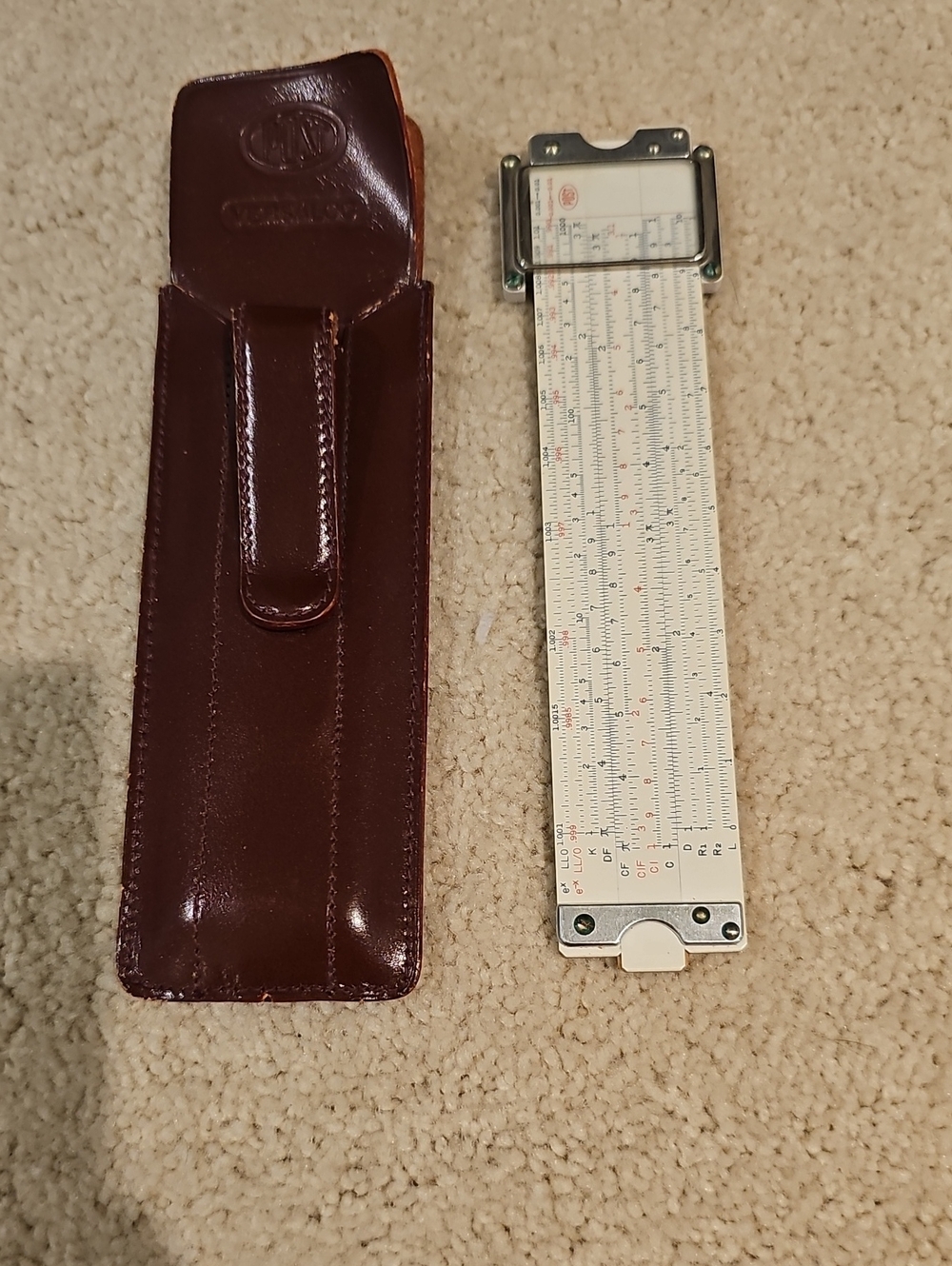 Vintage Post Slide Versalog with Brown Leather Case